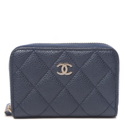 Chanel Metallic Caviar Quilted Zip Coin Purse Dark Blue 1 of 8