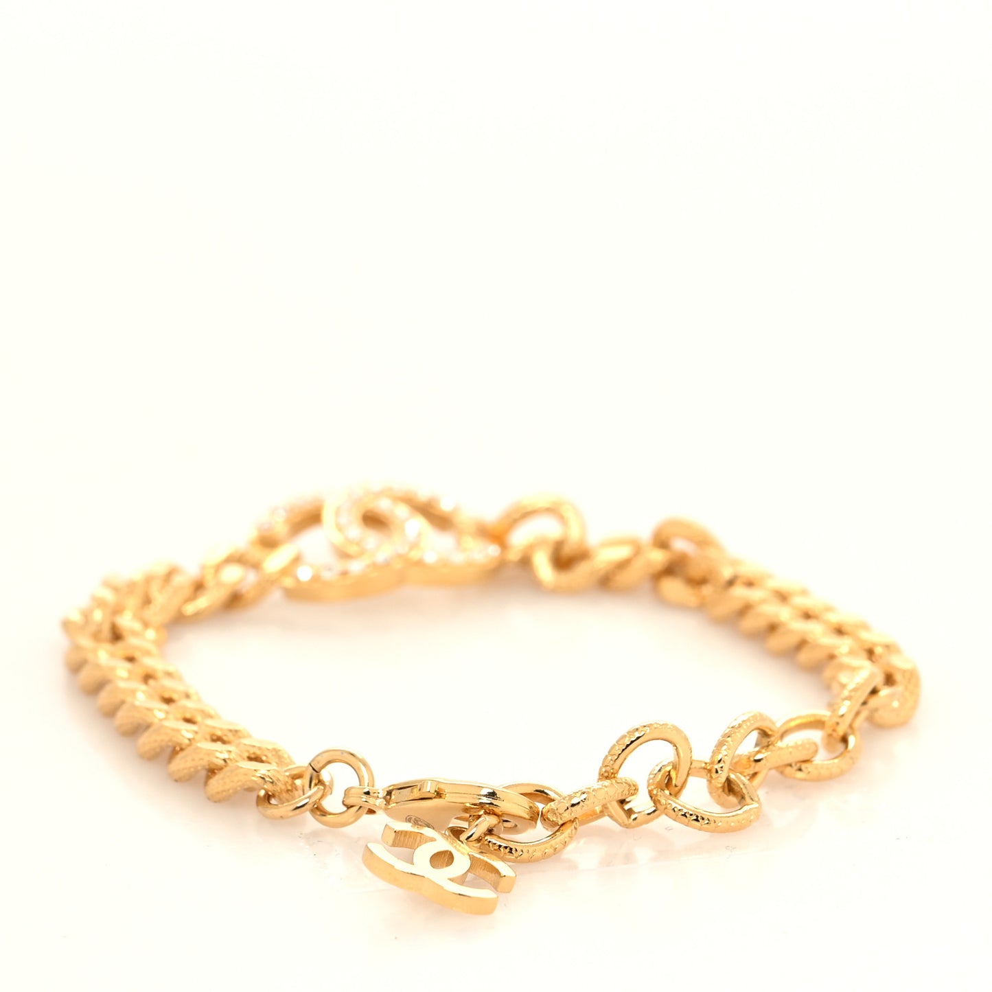 Crystal CC Chain Link Bracelet Gold