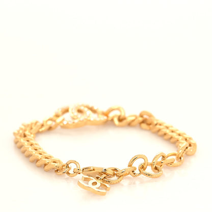 Chanel Crystal CC Chain Link Bracelet Gold 3 of 5