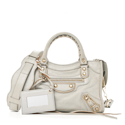 Balenciaga Chevre Gold Metallic Edge Hardware Mini City Gris Clair Gris Perle 3 of 11