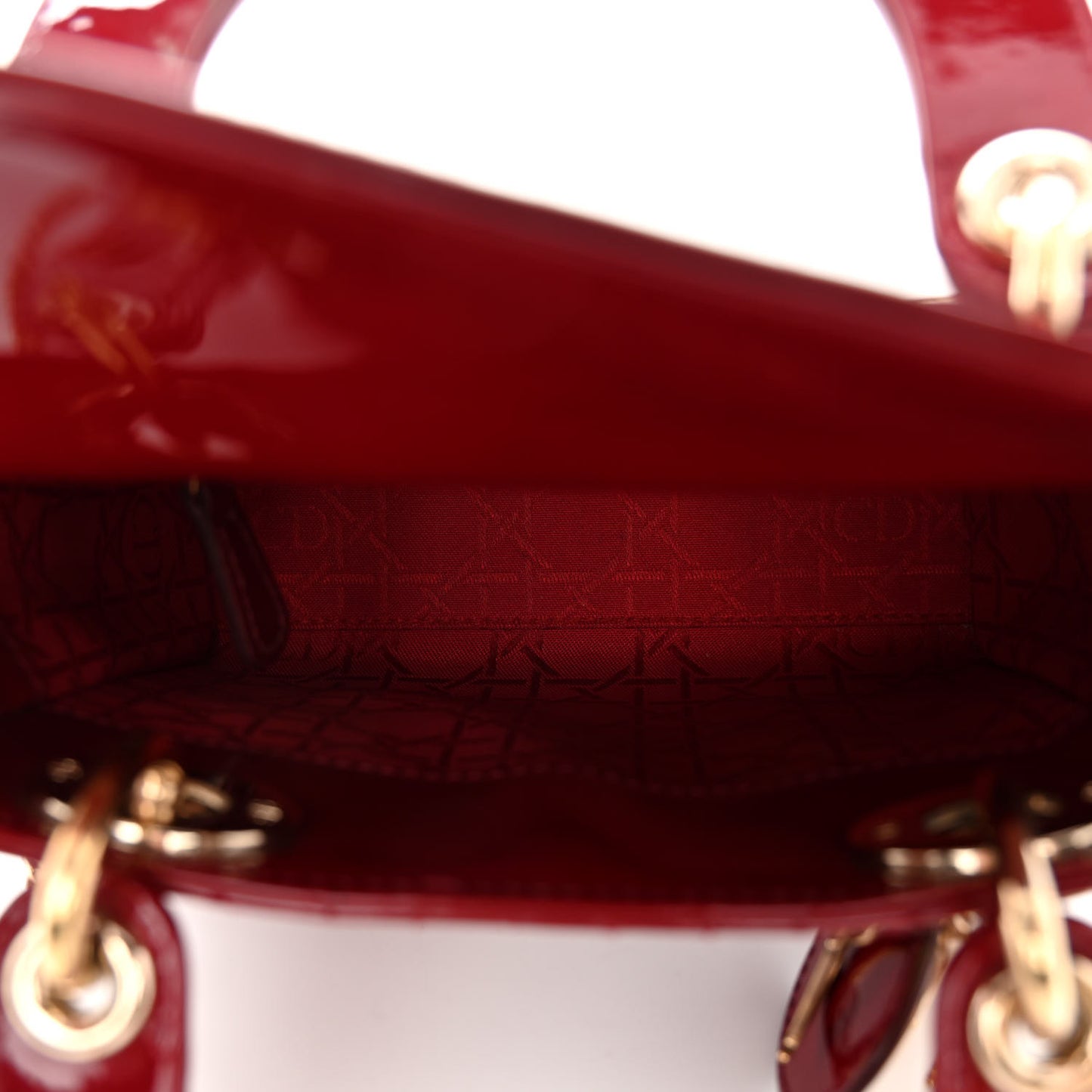 Patent Cannage Mini Lady Dior Red