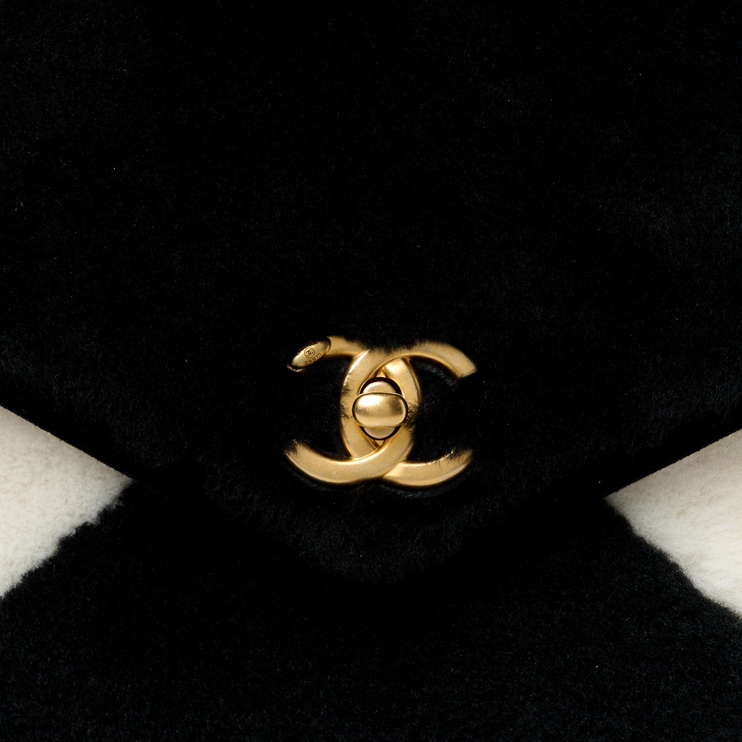 Chanel Shearling Checkered Flap Bag Black White 9 of 12