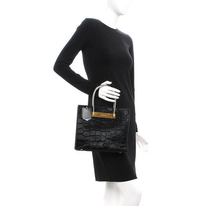 Balenciaga Calf Hair Crocodile Embossed Small Cable Shopper Tote Black 2 of 7