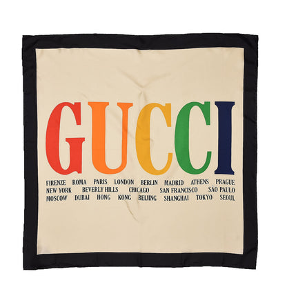 Gucci Silk Gucci Multiworld Square Scarf Ivory Multicolor 1 of 5