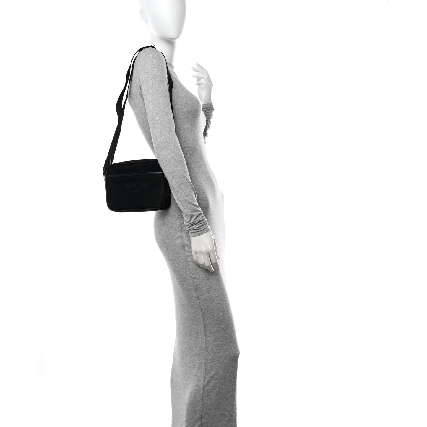 Tessuto Nylon Saffiano Logo Camera Bag Black