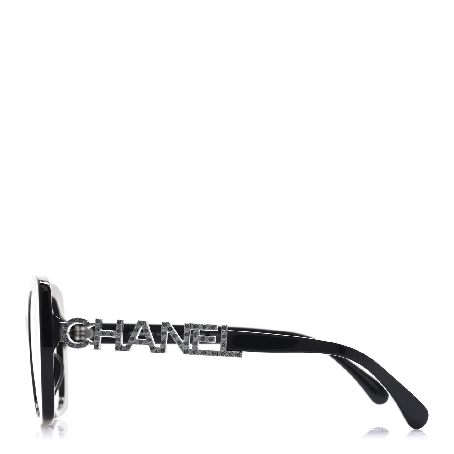 Acetate Strass Square Sunglasses 5422-B-A Black