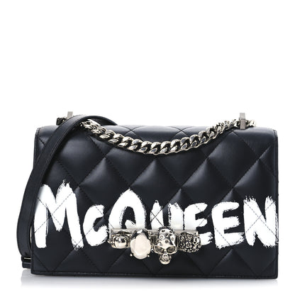 Alexander McQueen Lambskin Quilted Graffiti Knuckle Shoulder Bag Black 1 of 10