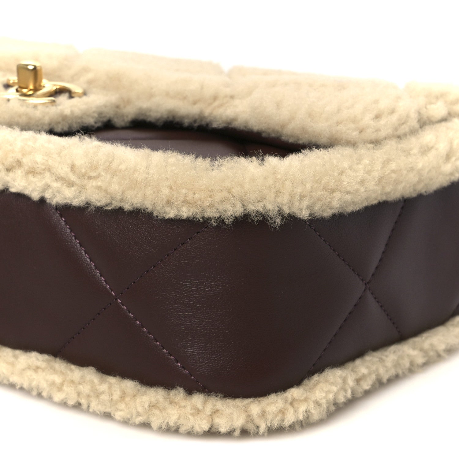 Chanel Shearling Lambskin Quilted Furry Coco Flap Beige Dark Brown 11 of 12