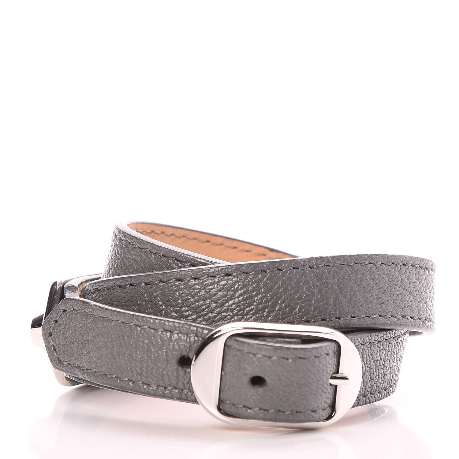 Balenciaga Chevre Hamilton SIlver Metallic Edge Triple Tour M Bracelet Gris Acier 3 of 7