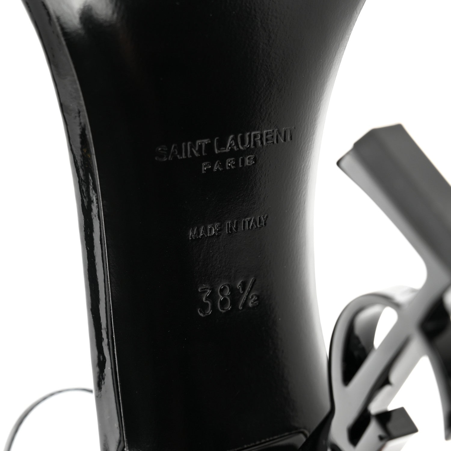 Saint Laurent Patent Calfskin Opyum 110 Sandals 38.5 Black 7 of 8