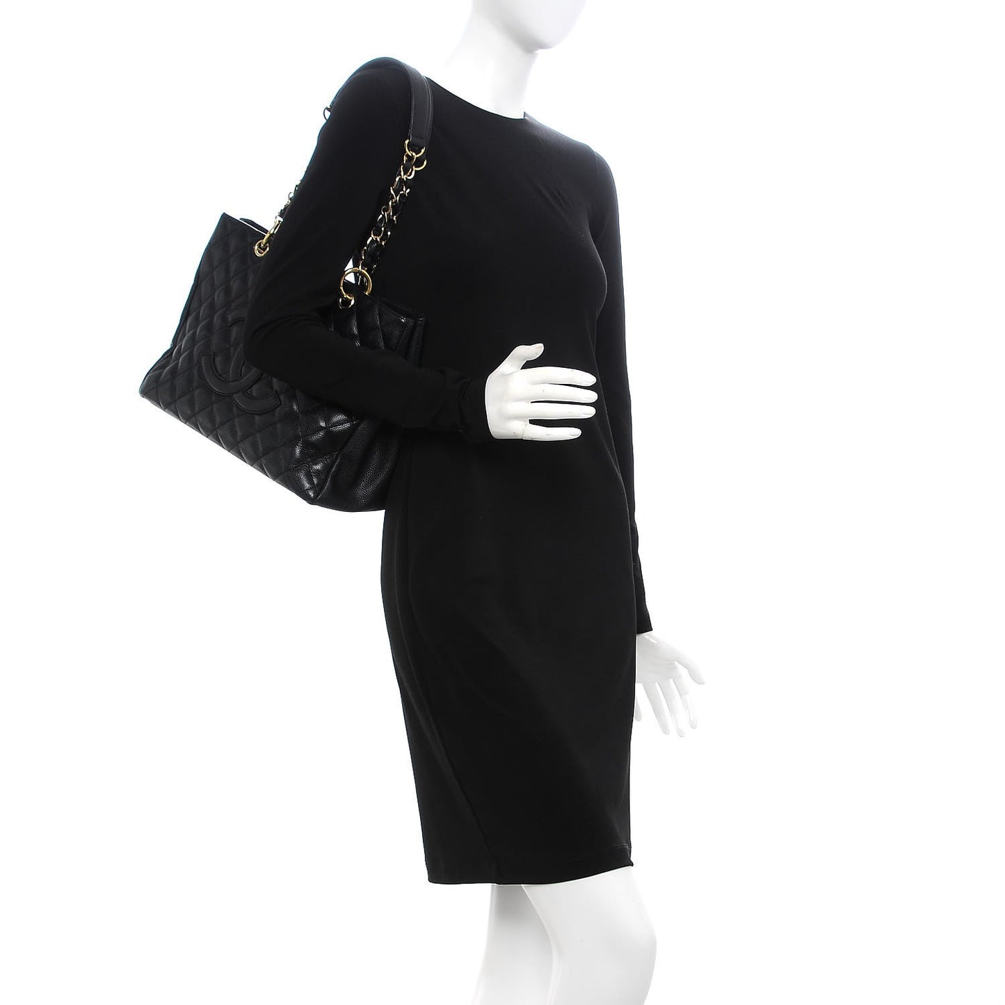 Caviar Quilted Grand Shopping Tote GST Black