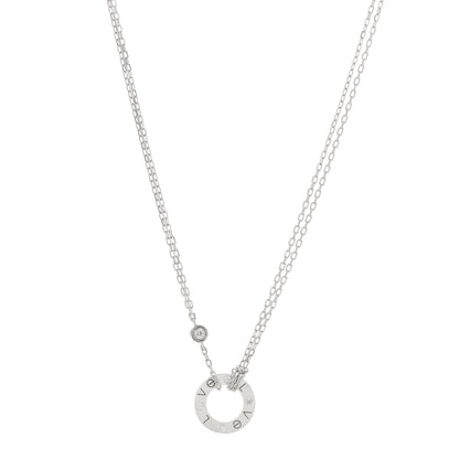 Cartier 18K White Gold 2 Diamond LOVE Necklace 1 of 4