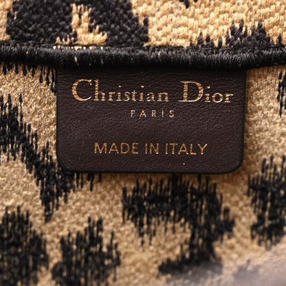 Christian Dior Canvas Mizza Embroidered Medium Leopard Book Tote Beige 6 of 12