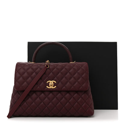 Chanel Caviar Lizard Quilted Medium Coco Handle Flap Burgundy 11 of 11