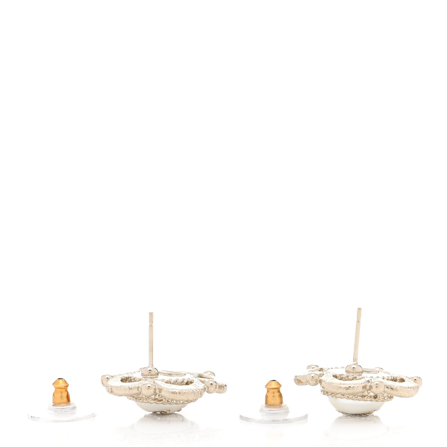 Flower CC Earrings Beige Gold