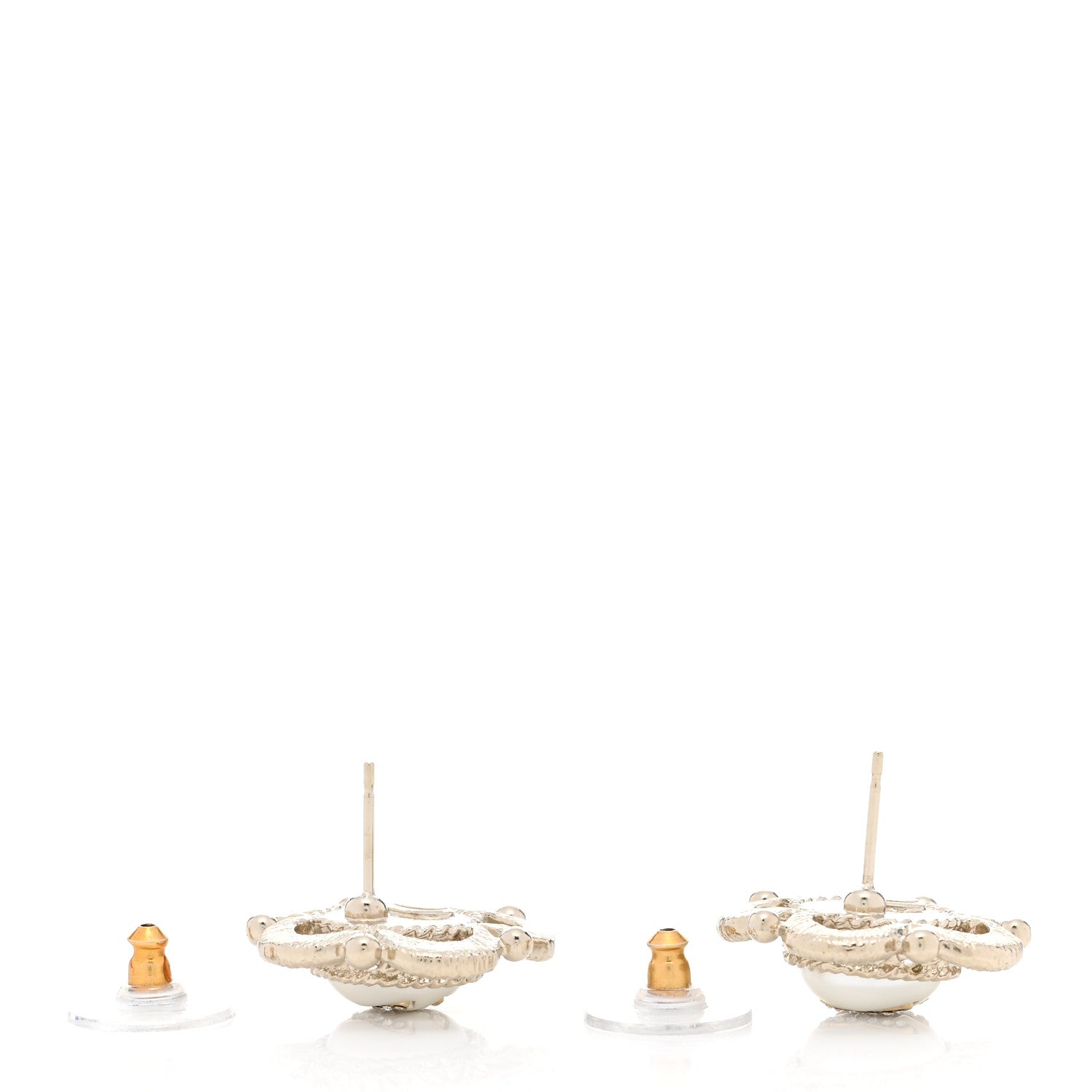 Chanel Flower CC Earrings Beige Gold 4 of 5