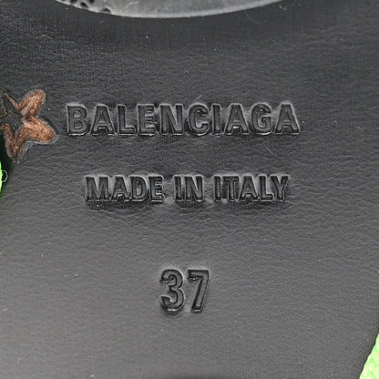 Balenciaga Nylon Calfskin Logo Lace Flat Sandals 37 Neon Green 8 of 8