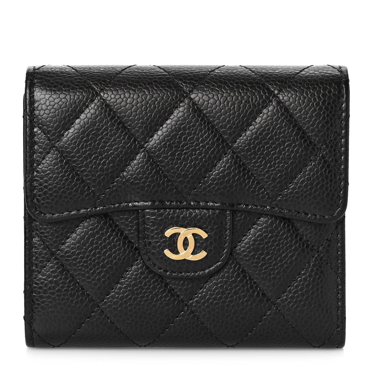 Chanel Caviar Quilted Compact Flap Wallet Black 1 of 12