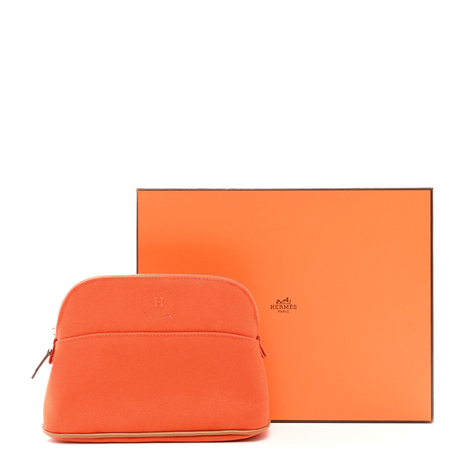 Hermes Cotton Canvas Mini Bolide Travel Cosmetic Pouch Feu 7 of 7