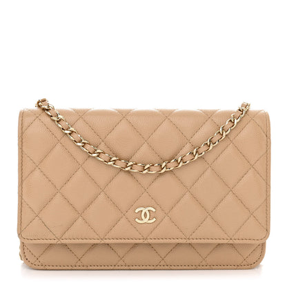 Chanel Caviar Quilted Wallet On Chain WOC Beige 1 of 12