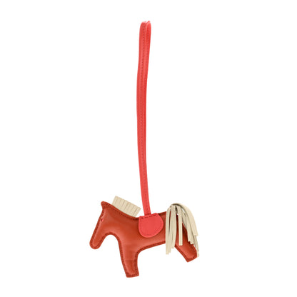 Hermes Milo Lambskin Grigri Rodeo Horse Bag Charm PM Cornaline Craie Rose Texas 1 of 4