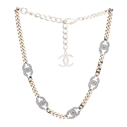 Chanel Crystal Chain CC Link Choker Gold Silver 3 of 7