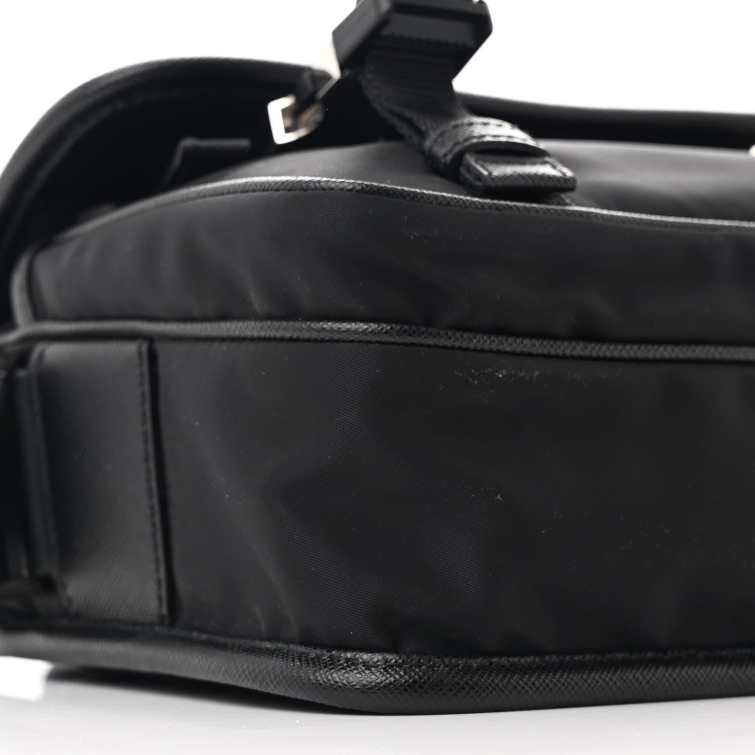 Prada Re-Nylon Saffiano Pocket Double Snap Buckle Shoulder Bag Black 11 of 12