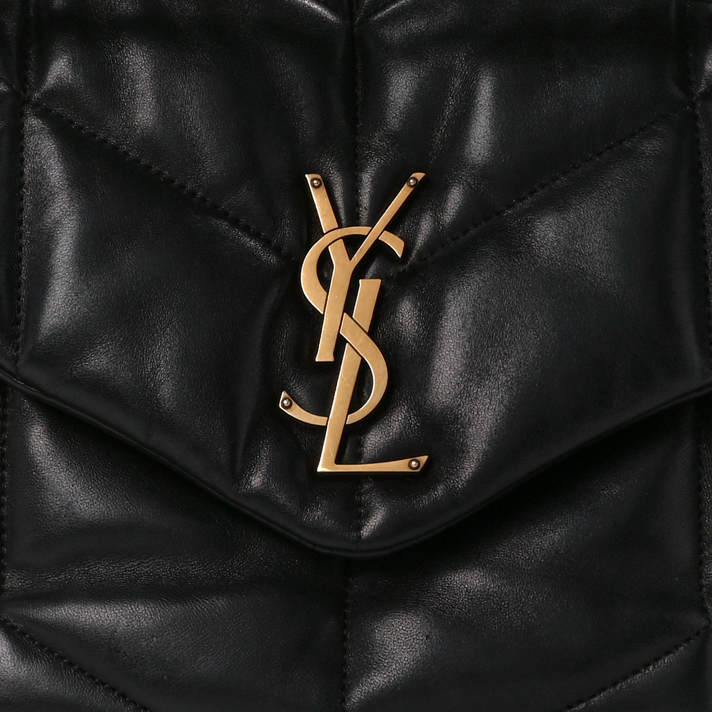 Lambskin Quilted Medium Loulou Puffer Monogram Chain Satchel Black