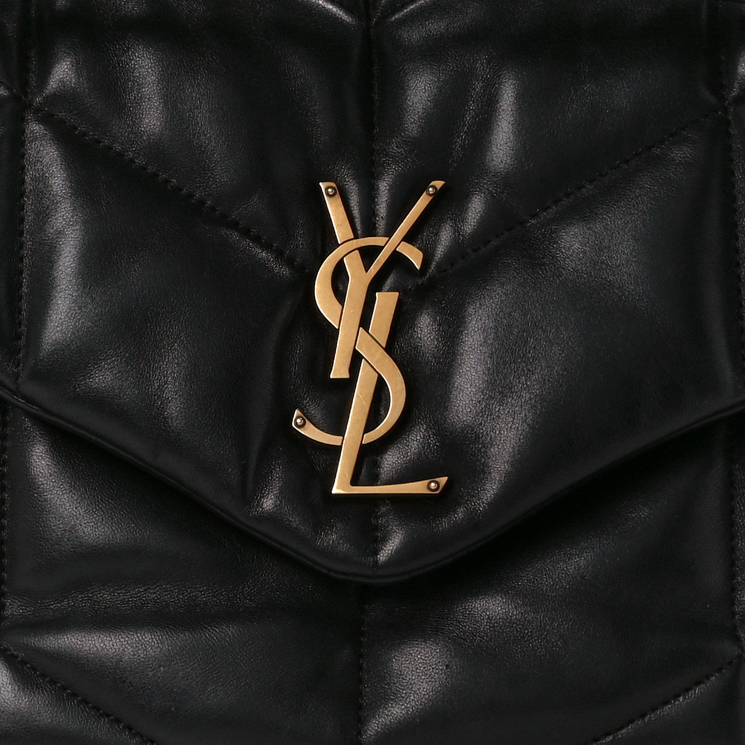 Saint Laurent Lambskin Quilted Medium Loulou Puffer Monogram Chain Satchel Black 9 of 12