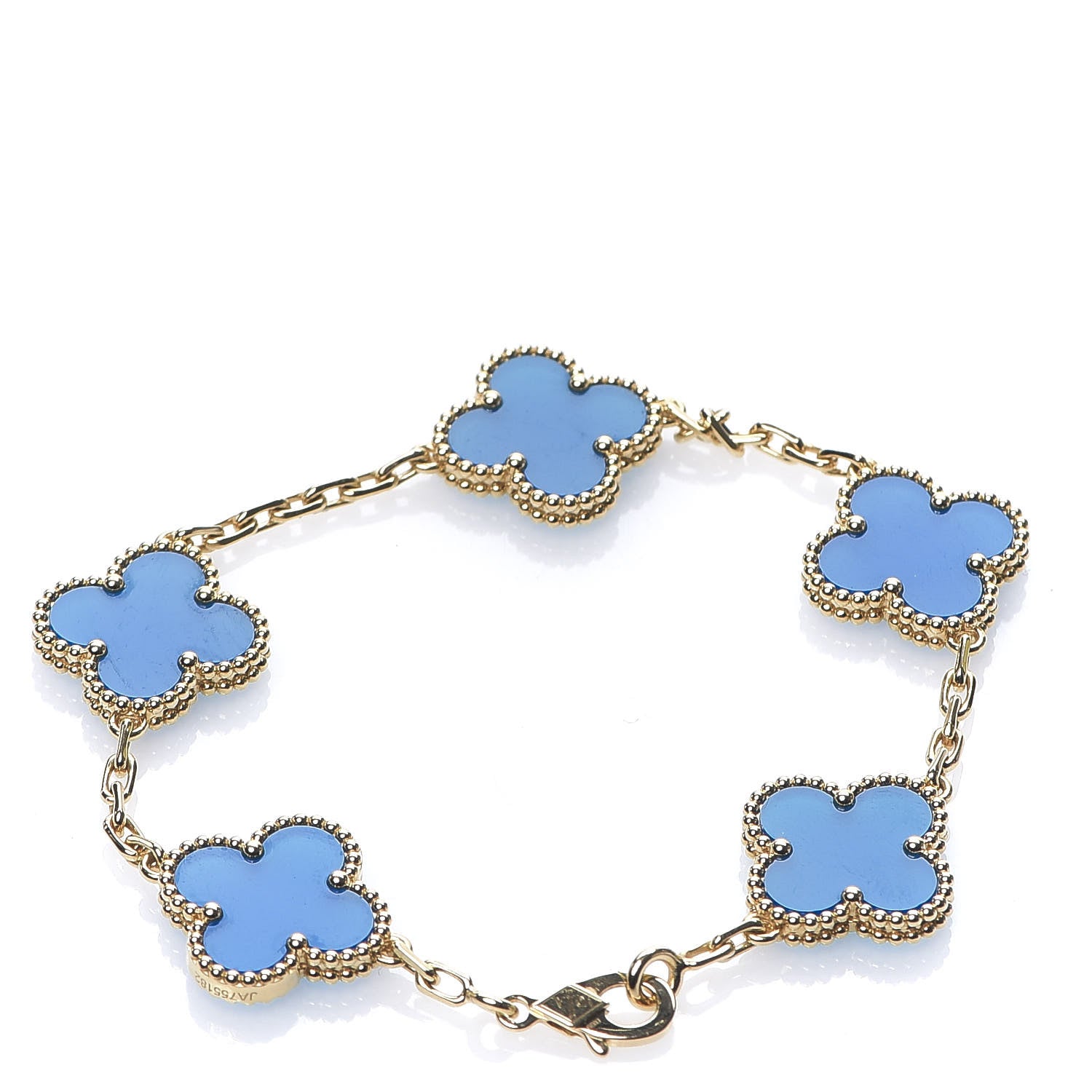 Van Cleef & Arpels 18K Yellow Gold Blue Agate 5 Motifs Vintage Alhambra Bracelet 2 of 7