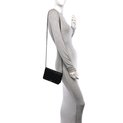 Chanel Calfskin Quilted Studded Boy Wallet On Chain WOC Black 2 of 11