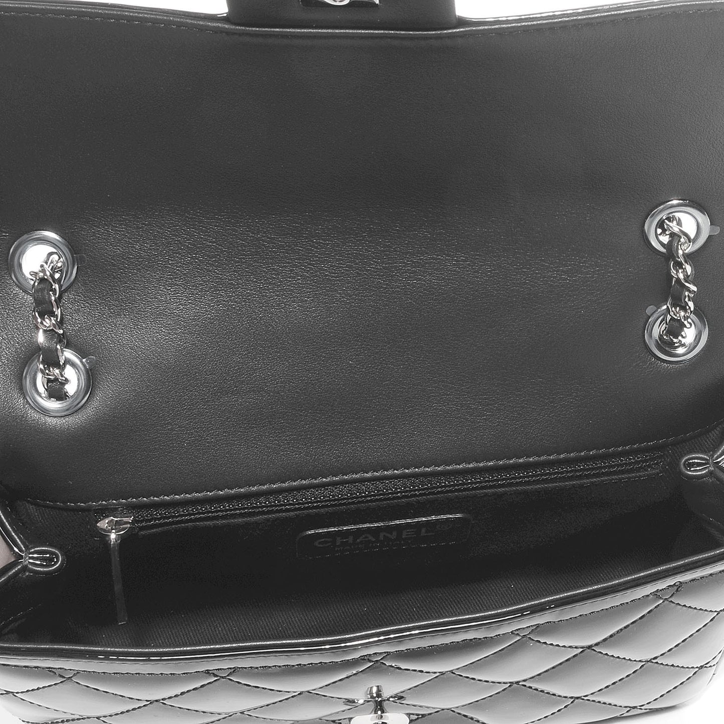 Patent Quilted Small Coco Shine Flap Black