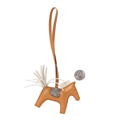 Hermes Milo Lambskin Lizard Touch Grigri Rodeo Horse Bag Charm PM Sesame Craie Desert 2 of 5