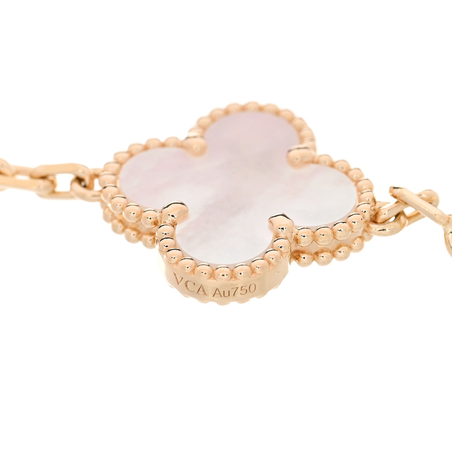 Van Cleef & Arpels 18K Yellow Gold Mother of Pearl 5 Motifs Vintage Alhambra Bracelet 4 of 4