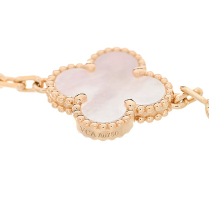 Van Cleef & Arpels 18K Yellow Gold Mother of Pearl 5 Motifs Vintage Alhambra Bracelet 4 of 4