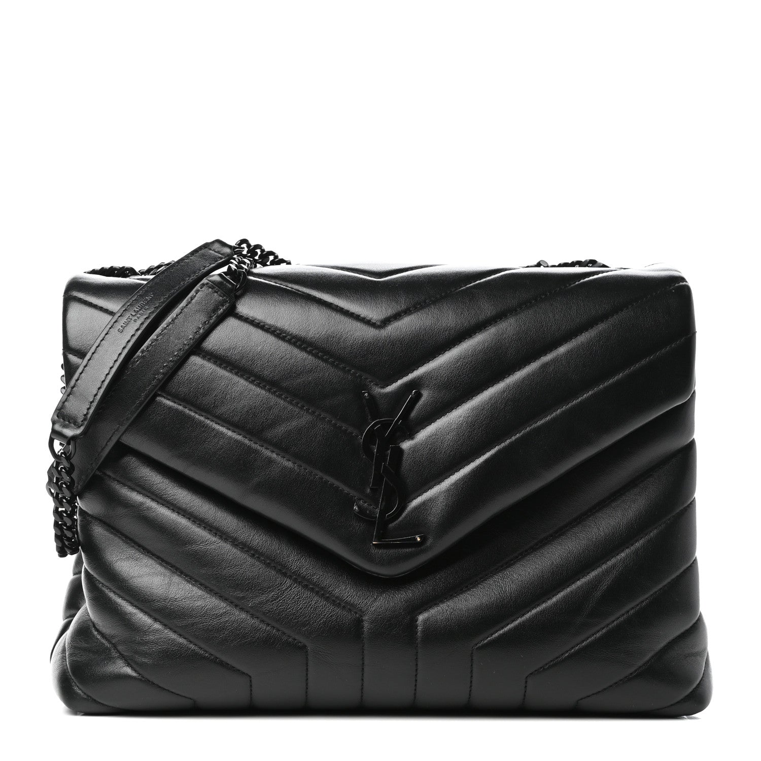 Saint Laurent Calfskin Y Quilted Monogram Medium Loulou Chain Satchel Black 1 of 9