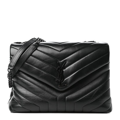 Saint Laurent Calfskin Y Quilted Monogram Medium Loulou Chain Satchel Black 1 of 9