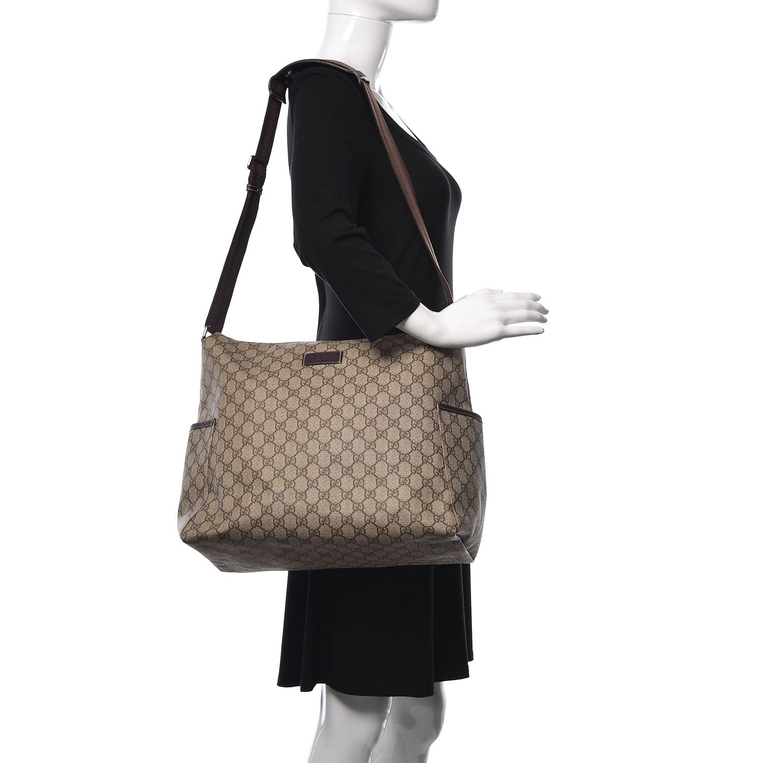 Gucci GG Plus Monogram Diaper Messenger Bag Dark Brown 2 of 12