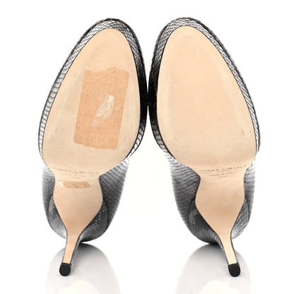 Jimmy Choo Calfskin Snake Print Pumps 38 Grey 5 of 8