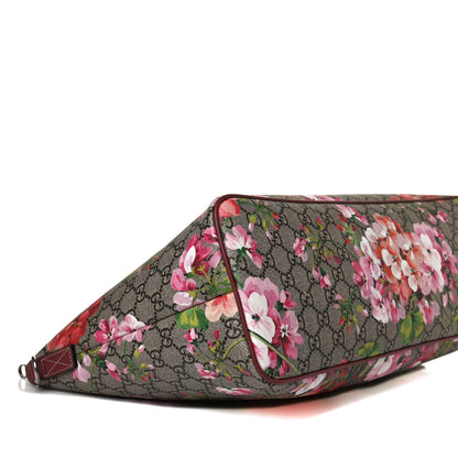 Gucci GG Supreme Monogram Blooms Medium Zippered Tote Beige Multicolor Dry Rose 11 of 15