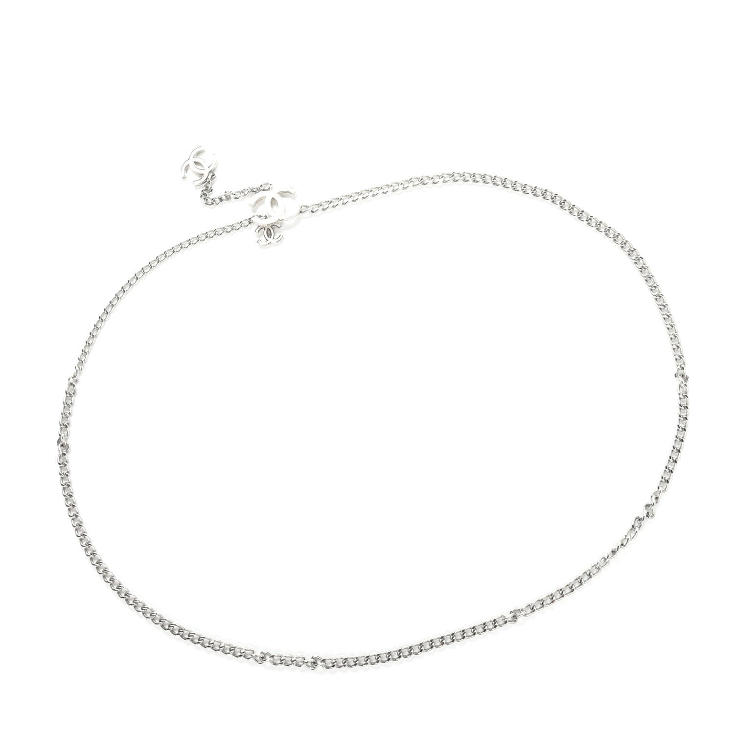 Chanel Enamel CC Ceinture Fantai Adjustable Belt Silver White 2 of 3