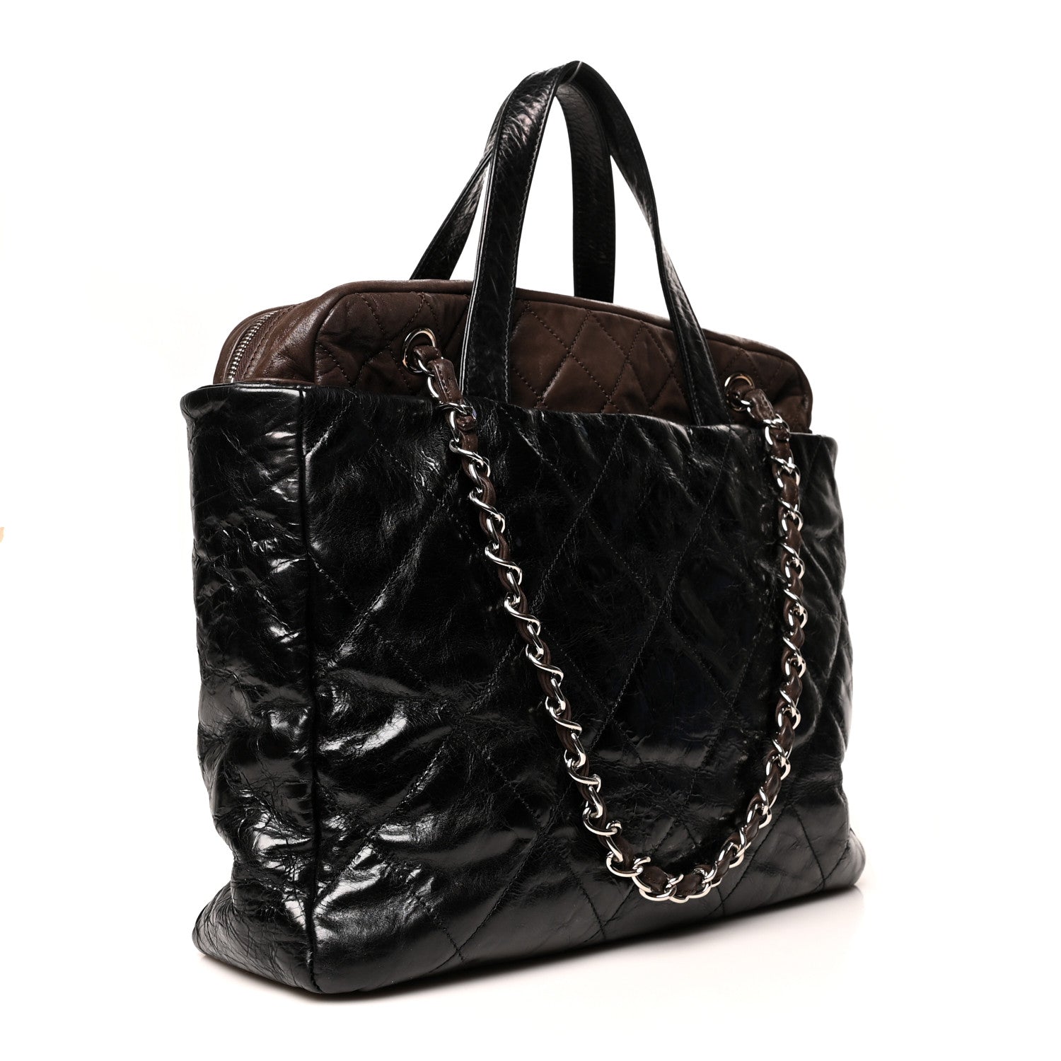 Chanel Glazed Calfskin Lambskin Portobello Tote Black 3 of 11