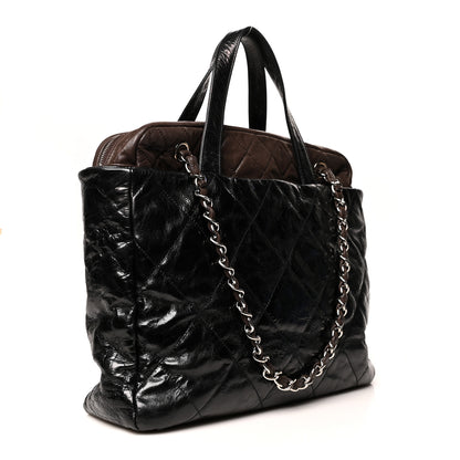Chanel Glazed Calfskin Lambskin Portobello Tote Black 3 of 11