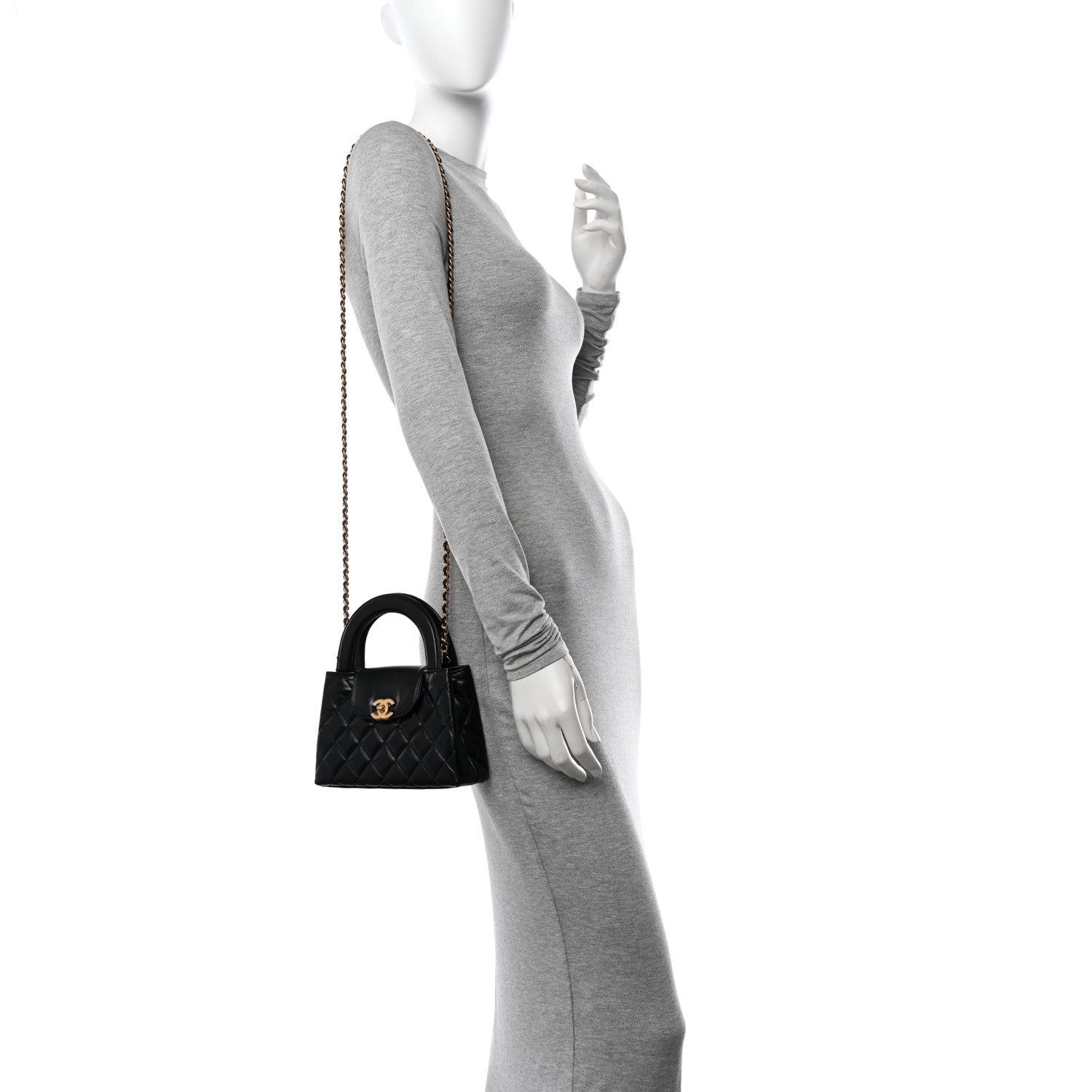 Chanel Shiny Aged Calfskin Quilted Nano Kelly Shopper Black 2 of 11