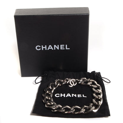 Chanel Crystal CC Chain Link Choker Necklace Silver 5 of 5