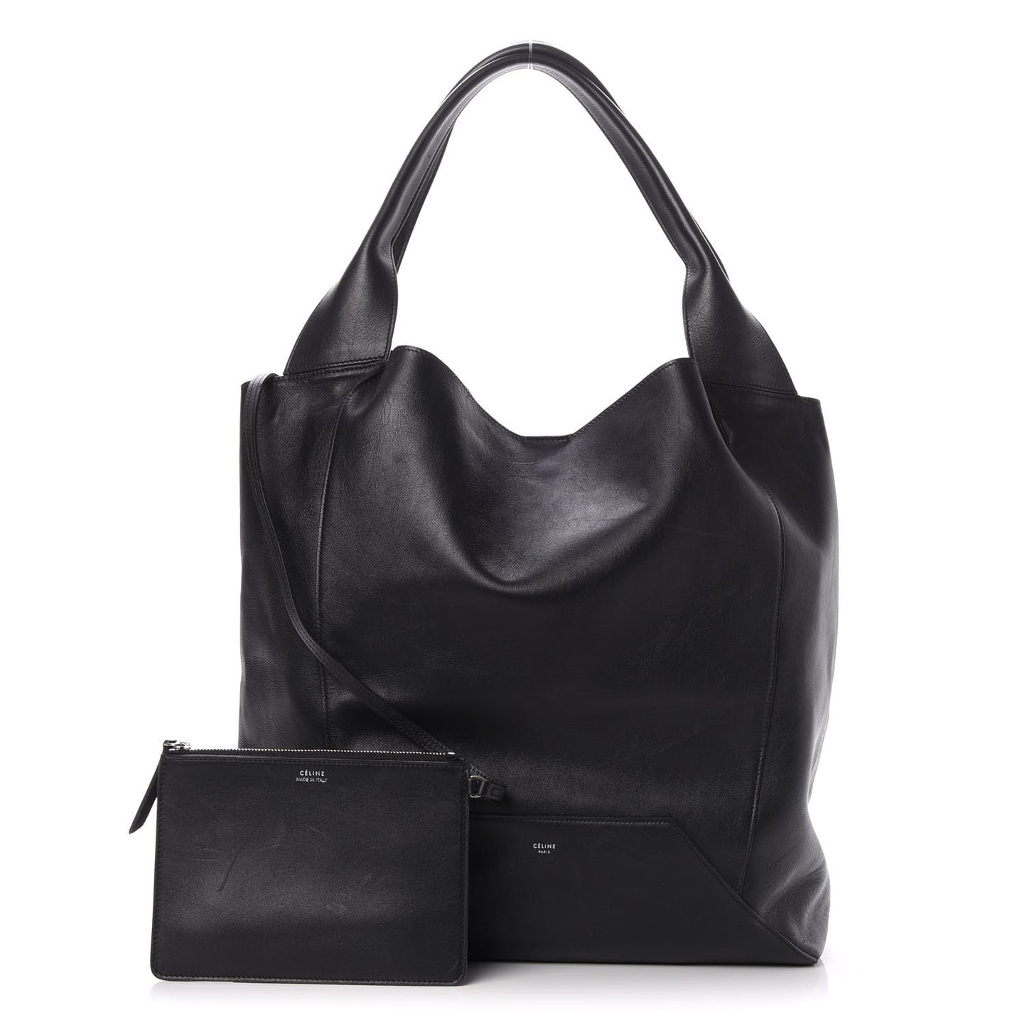Shiny Smooth Calfskin Hobo Black