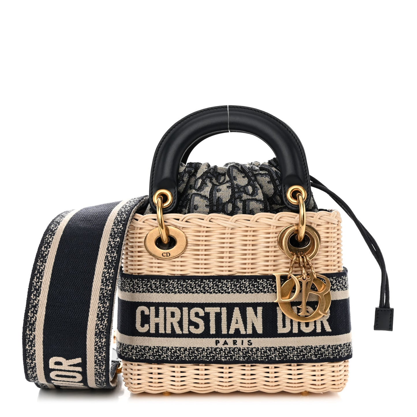 Wicker Oblique Mini Lady Dior Bag Blue