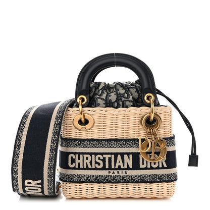 Christian Dior Wicker Oblique Mini Lady Dior Bag Blue 1 of 9
