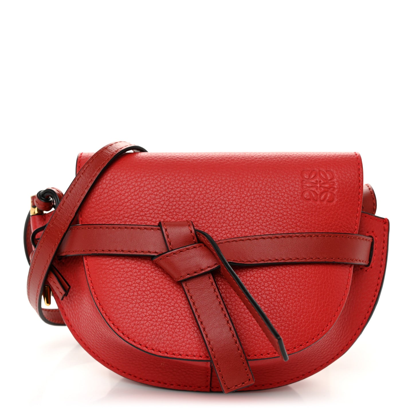 Grained Calfskin Mini Gate Crossbody Bag Scarlet Burnt Red