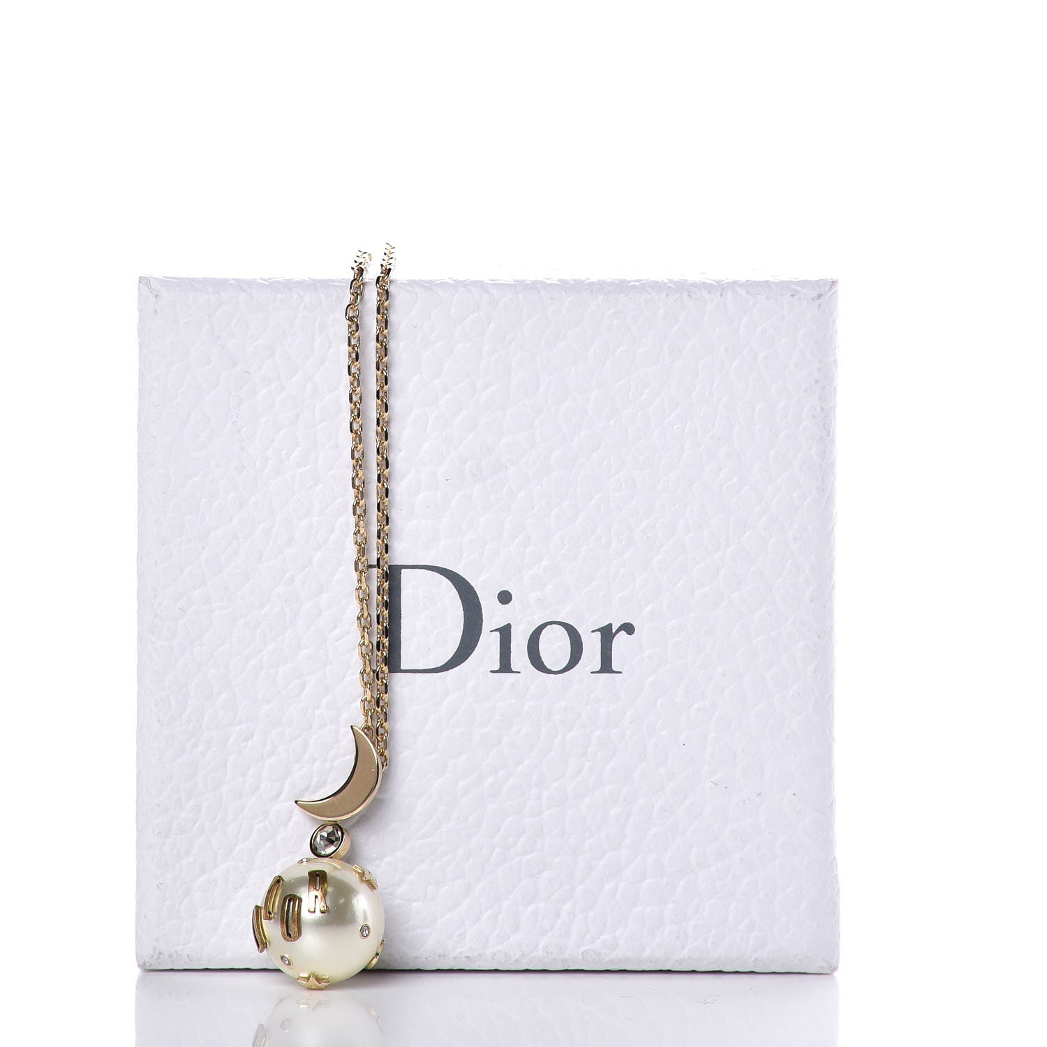 Christian Dior Resin Pearl Moon Stellaire Necklace Gold 4 of 4
